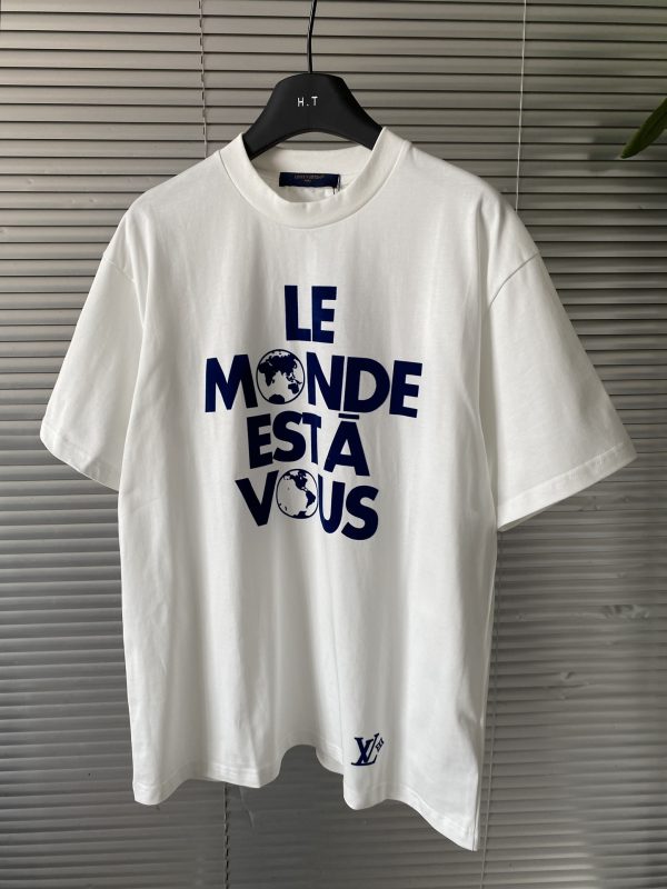 Luxury Louis Vuitton Short Sleeves Blue Nylon Print Luxury