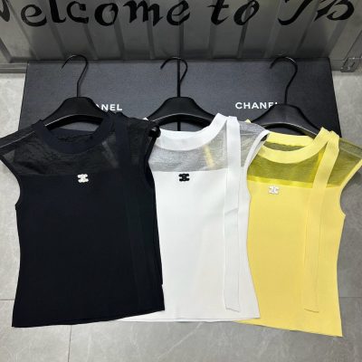 Best Selling Celine Vest Black Knit Embroidered Collection