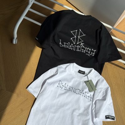 Luxury Balenciaga Short Sleeves Black Print Luxury