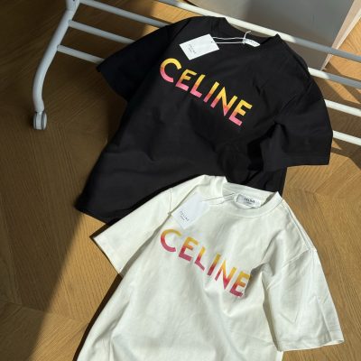 Premium Celine Short Sleeves Black Leather Casual Collection