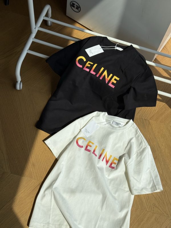 Premium Celine Short Sleeves Black Leather Casual Collection