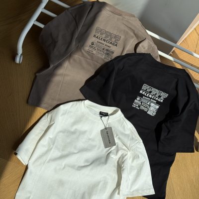 Best Selling Balenciaga Short Sleeves Black Leather Casual Collection