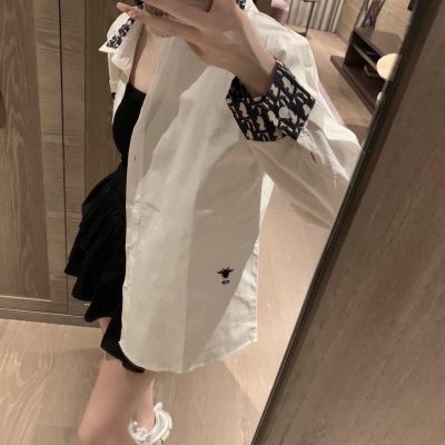 Premium Quality Dior Long Sleeves Sky Silk Logo Collection