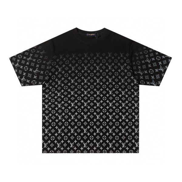 High Quality Louis Vuitton Short Sleeves Black Cotton Gradient Luxury
