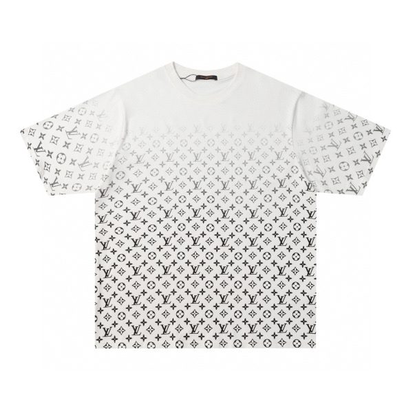 Luxury Louis Vuitton Short Sleeves White Cotton Gradient Luxury