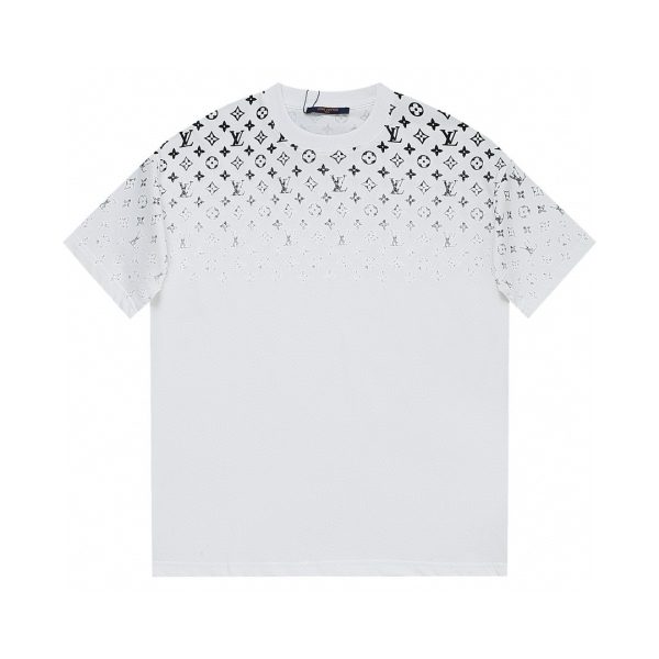 Premium Quality Louis Vuitton Short Sleeves White Cotton Gradient Style