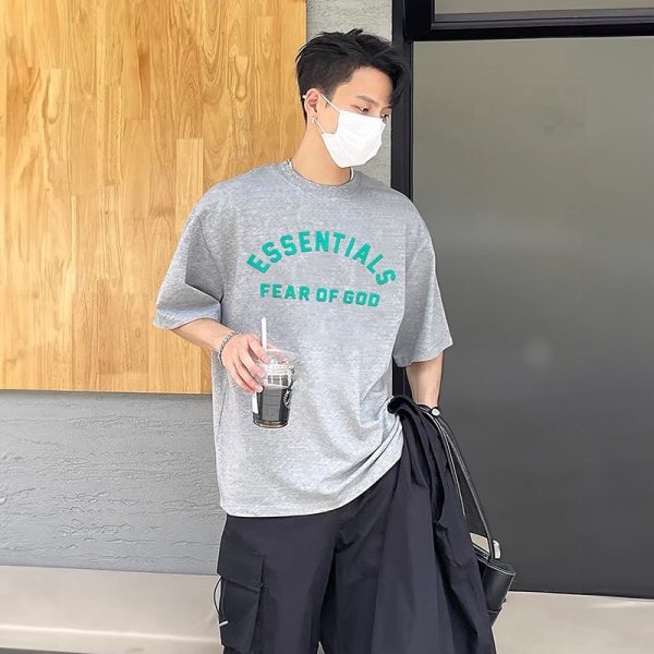 High Quality Fear Of God Short Sleeves Grey Cotton Print Style