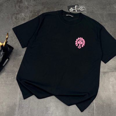 High Quality Chrome Hearts Short Sleeves Black Cotton Breathable Luxury