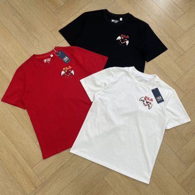 Premium Fila Short Sleeves Black Cotton Graphic Luxury