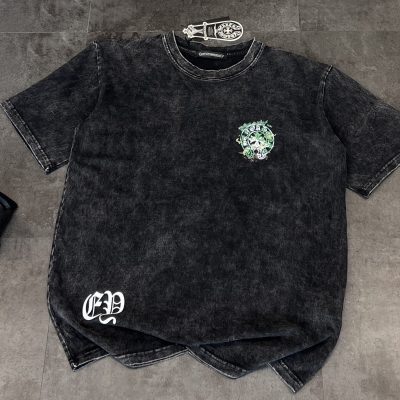 Premium Chrome Hearts Short Sleeves Black Cotton Breathable Style