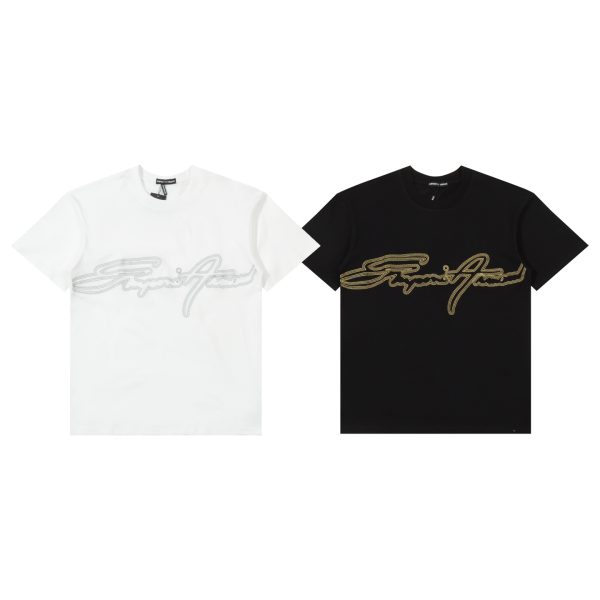Premium Quality Armani Short Sleeves Black Cotton Embroidery Style
