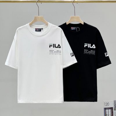 Best Selling Fila Short Sleeves Black Cotton Classic Collection