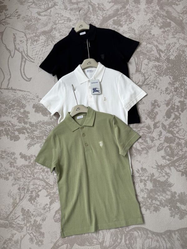 Premium Quality Burberry Polo Shirt Black Cotton Embroidered Style