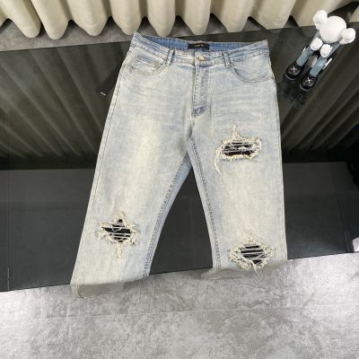 Luxury Ami Pants Denim Distressed Luxury