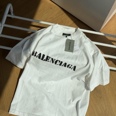 Best Selling Balenciaga Short Sleeves White Logo Style