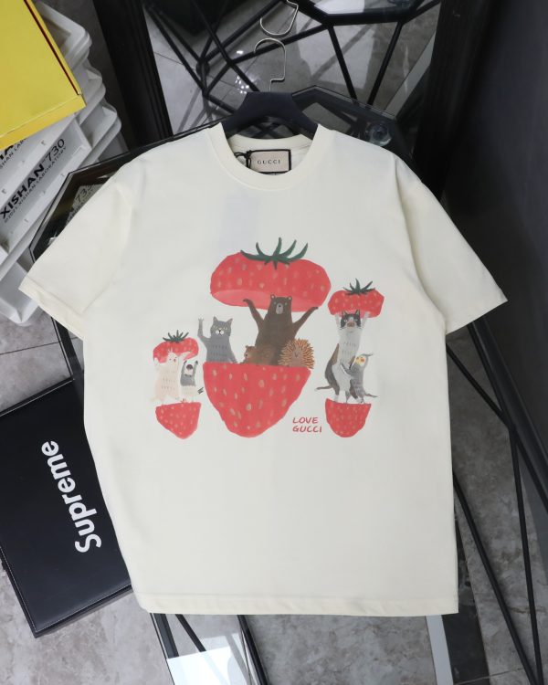 Luxury Gucci Short Sleeves Beige Washed Collection