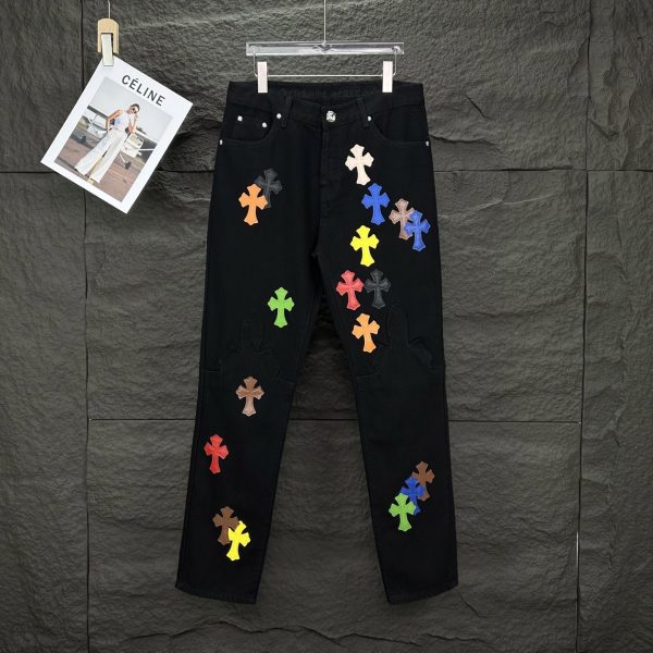 Premium Quality Chrome Hearts Jeans Black Washed Style