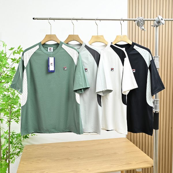 High Quality Fila Short Sleeves Green Cotton Sporty Luxury