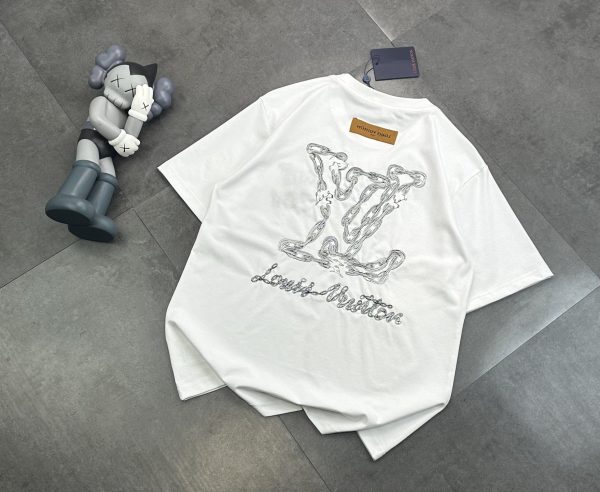 High Quality Louis Vuitton Short Sleeves Black Cotton Embroidery Luxury