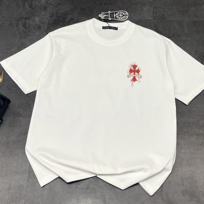 Premium Chrome Hearts Short-Sleeved Shirt Red Casual Style