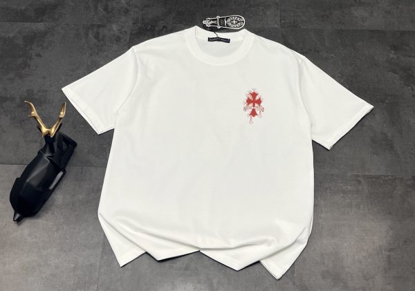 Premium Chrome Hearts Short-Sleeved Shirt Red Casual Style