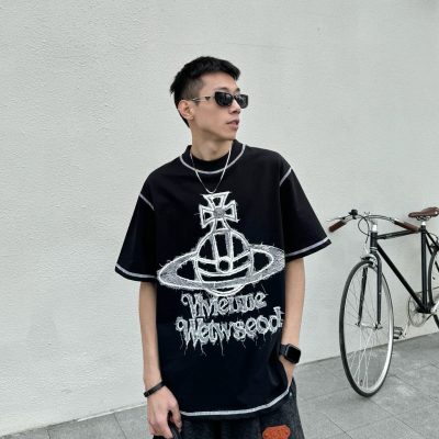Premium Quality Vivienne Westwood Short Sleeves White Print Style