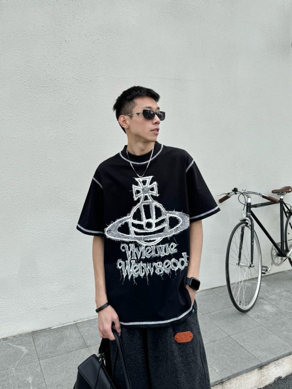 Premium Quality Vivienne Westwood Short Sleeves White Print Style
