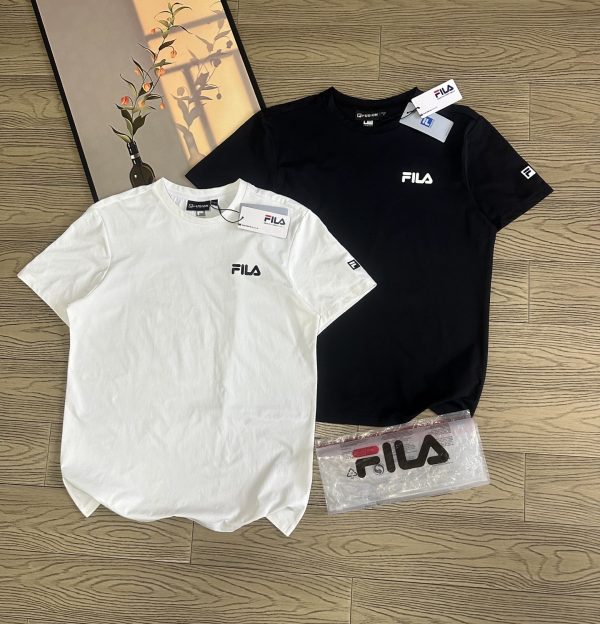 Best Selling Fila Short Sleeves Black Cotton Breathable Collection