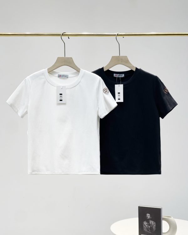 High Quality Lululemon Short-Sleeved Black Cotton Embroidery Luxury