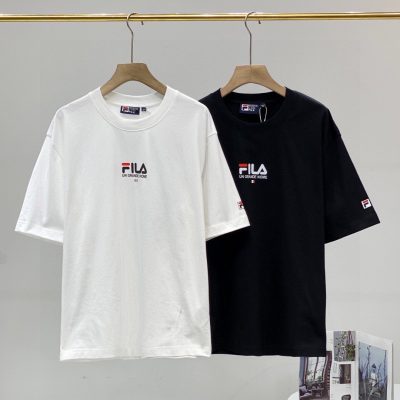 Luxury Fila Short Sleeves Black Cotton Minimalist Collection