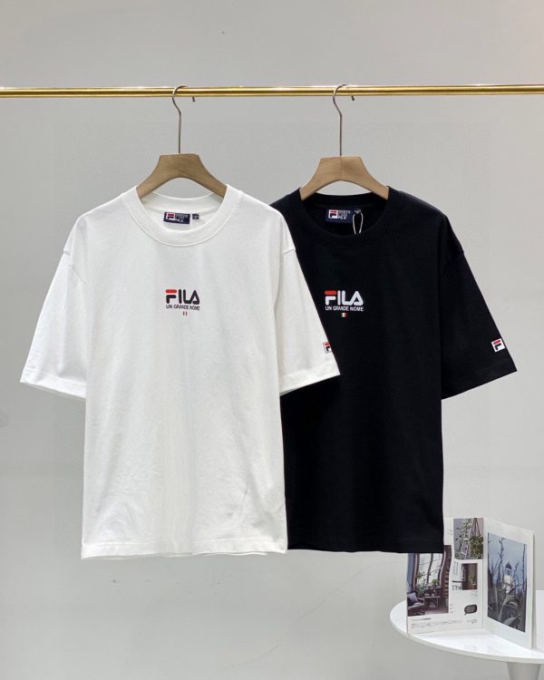 Luxury Fila Short Sleeves Black Cotton Minimalist Collection