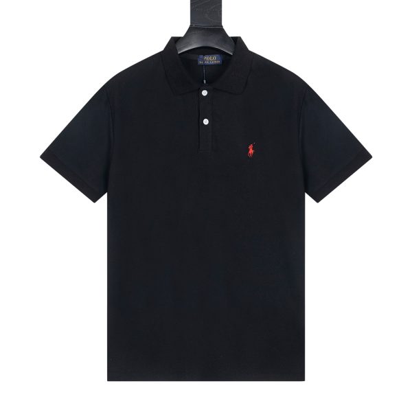 Luxury Ralph Lauren Short Sleeves Black Cotton Retro Luxury
