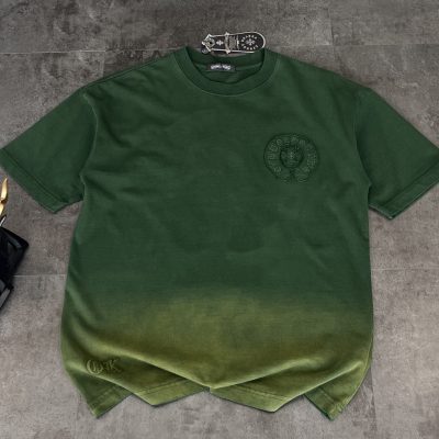 Premium Quality Chrome Hearts Short Sleeves Green Cotton Washed Style