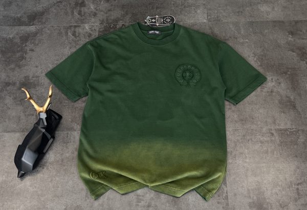 Premium Quality Chrome Hearts Short Sleeves Green Cotton Washed Style