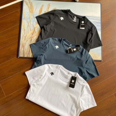 Luxury Descente Short Sleeves Black Cotton Logo Collection