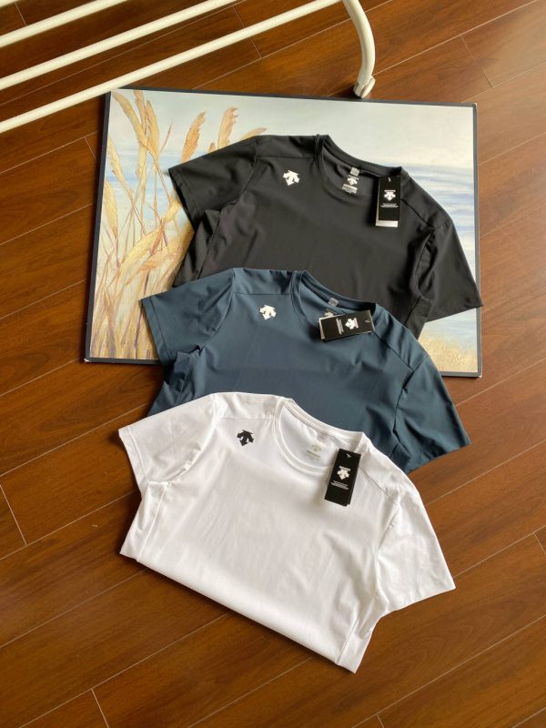 Luxury Descente Short Sleeves Black Cotton Logo Collection