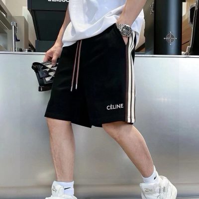 Best Selling Celine Shorts Black Jersey Embroidered Style