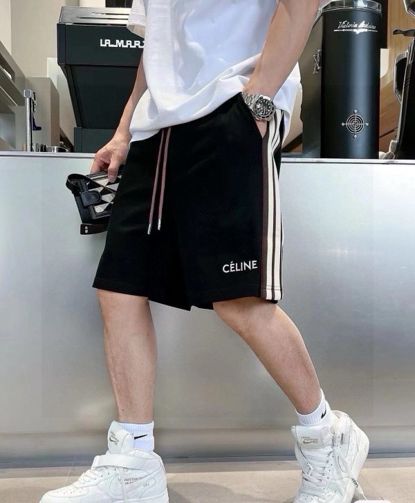 Best Selling Celine Shorts Black Jersey Embroidered Style