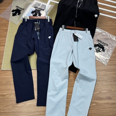 Premium Descente Pants Black Silk Logo Luxury
