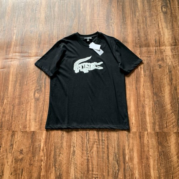 Premium Quality Lacoste Short Sleeves Black Cotton Print Luxury