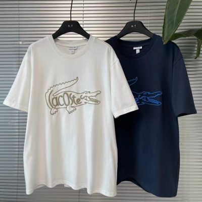 Premium Lacoste Short Sleeves White Embroidery Style