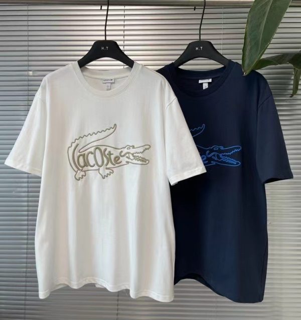 Premium Lacoste Short Sleeves White Embroidery Style