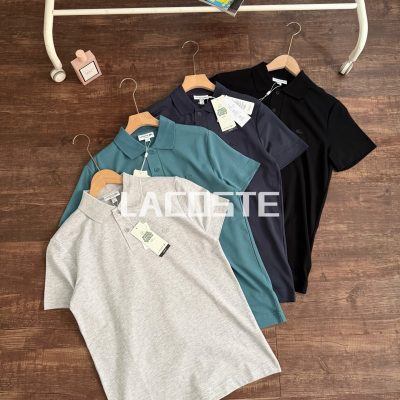 High Quality Lacoste Short-Sleeved T-Shirts Black Cotton Classic Style