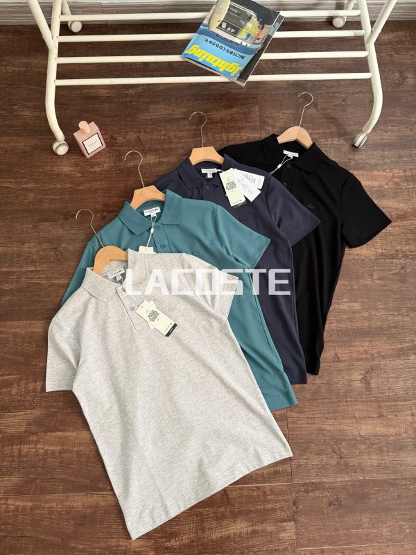High Quality Lacoste Short-Sleeved T-Shirts Black Cotton Classic Style