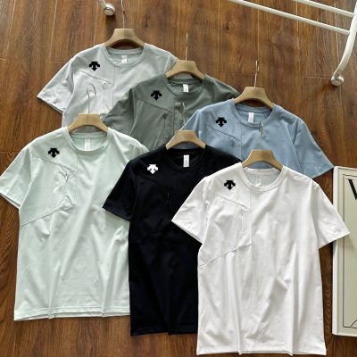 Premium Descente Short Sleeves Black Silk Breathable Style