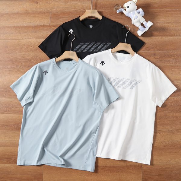 High Quality Descente Short Sleeves Black Cotton Classic Luxury