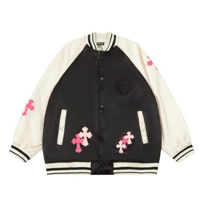 Best Selling Chrome Hearts Coat Black Leather Patchwork Luxury