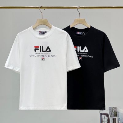 Premium Fila Short Sleeves Black Cotton Logo Style