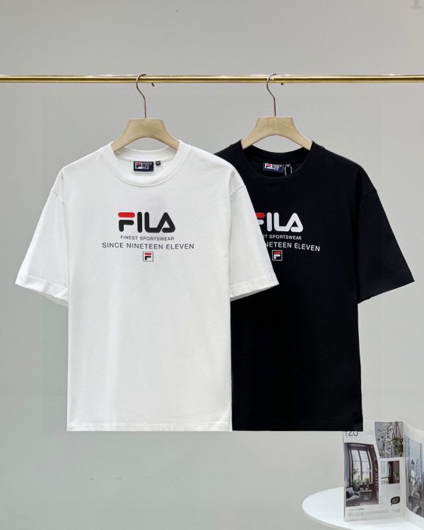 Premium Fila Short Sleeves Black Cotton Logo Style