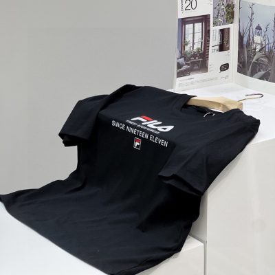 Best Selling Fila Short Sleeves Black Cotton Logo Collection